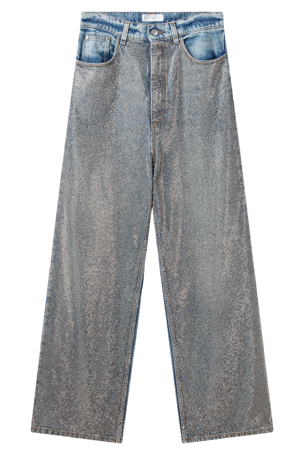 Oversized Crystal-Embellished Denim Jeans
