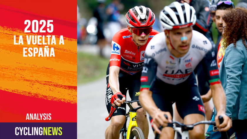 L&#039;ANGLIRU, SPAIN - SEPTEMBER 05: (L-R) Jonas Vingegaard of Denmark and Team Visma | Lease a Bike - Red Leader Jersey and stage winner Joao Almeida of Portugal and UAE Team Emirates - XRG attacks in the breakaway during the La Vuelta - 80th Tour of Spain 2025, Stage 13 a 203.7km stage from Cabezon de la Sal to L&#039;Angliru 1556m / #UCIWT / on September 05, 2025 in L&#039;Angliru, Spain. (Photo by Luis Gomez - Pool/Getty Images)