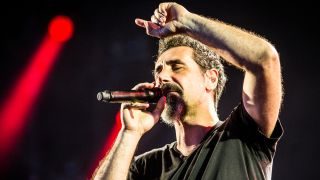 Serj Tankian onstage with System Of A Down in 2017