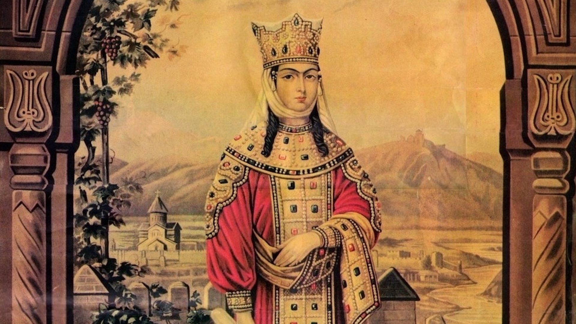 1895 lithograph depicting Queen Tamar of Georgia