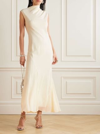 Erin Gathered Silk-Crepe Maxi Dress