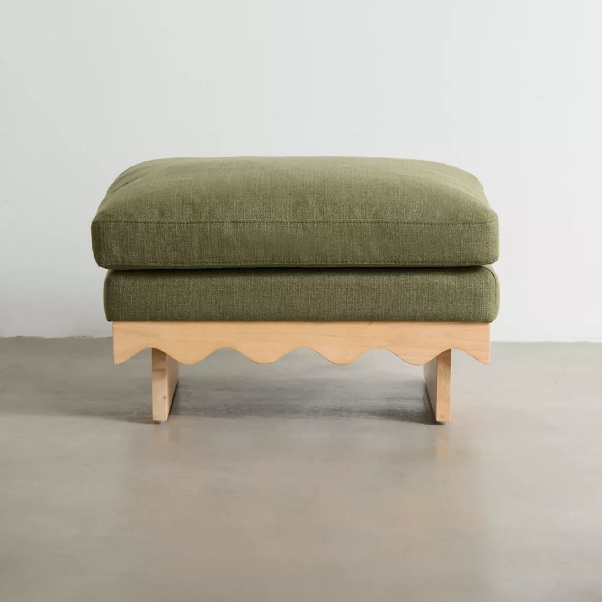 Roma Scallop Wood Ottoman