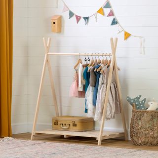 Wooden clothing rail