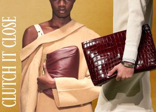 Future graphic of the fall 2023 bag trend of clutch bags