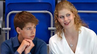 James, Viscount Severn and Lady Louise Windsor watch the swimming during the 2022 Commonwealth Games at the Sandwell Aquatics Centre on August 2, 2022 in Birmingham, England.