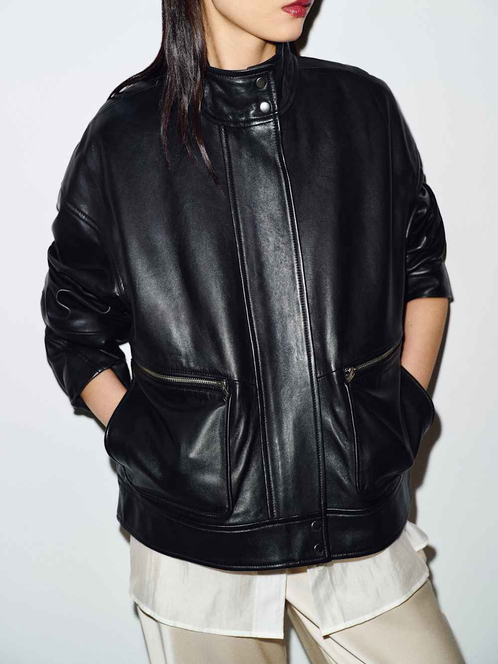 Veda Harrison Leather Oversized Bomber