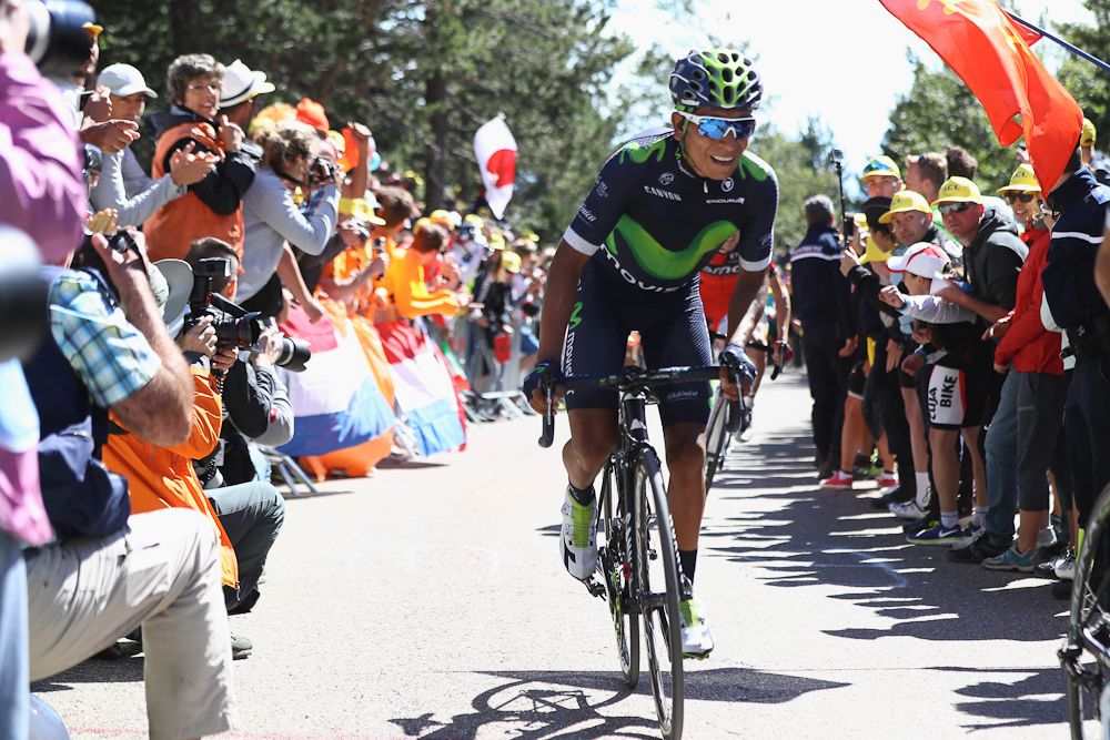 Nairo Quintana climbs during stage 12 of the Tour de France.