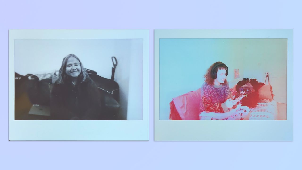 Two photos taken on a Fujifilm Instax Wide Evo hybrid instant camera