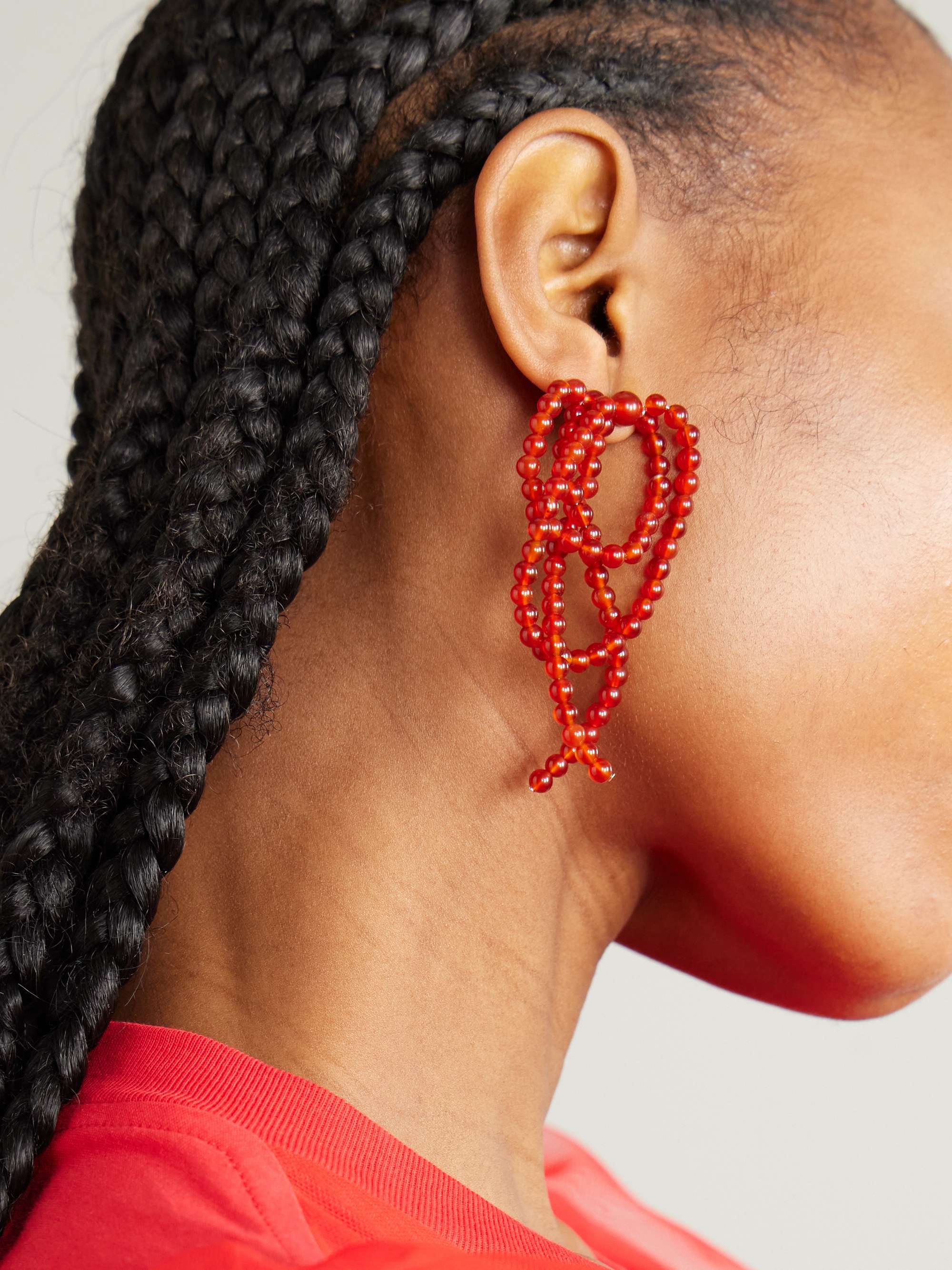 Recycled Silver Agate Beaded Earrings