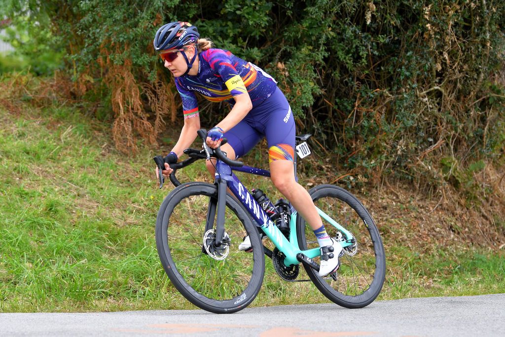 PLOUAY FRANCE AUGUST 30 Alena Amialiusik of Belarus and Canyon SRAM Racing Team competes during the 20th GP de Plouay Lorient Agglomration Trophe Ceratizit 2021 a 1504km one day race from Plouay to Plouay GrandPrixPlouay OuestFrance on August 30 2021 in Plouay France Photo by Luc ClaessenGetty Images