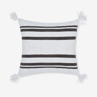 An outdoor cushion with stripes