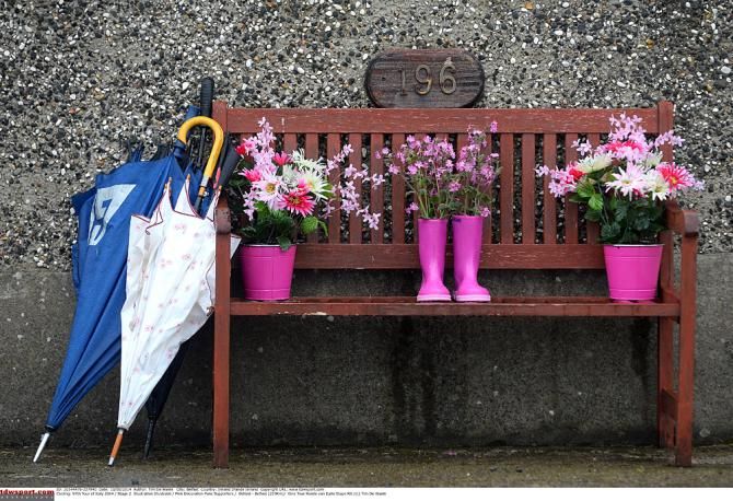 Pink rain gear for the Giro