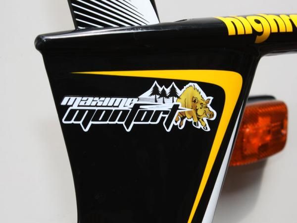 Columbia-HTC climber Maxime Monfort's logo features a wild boar.