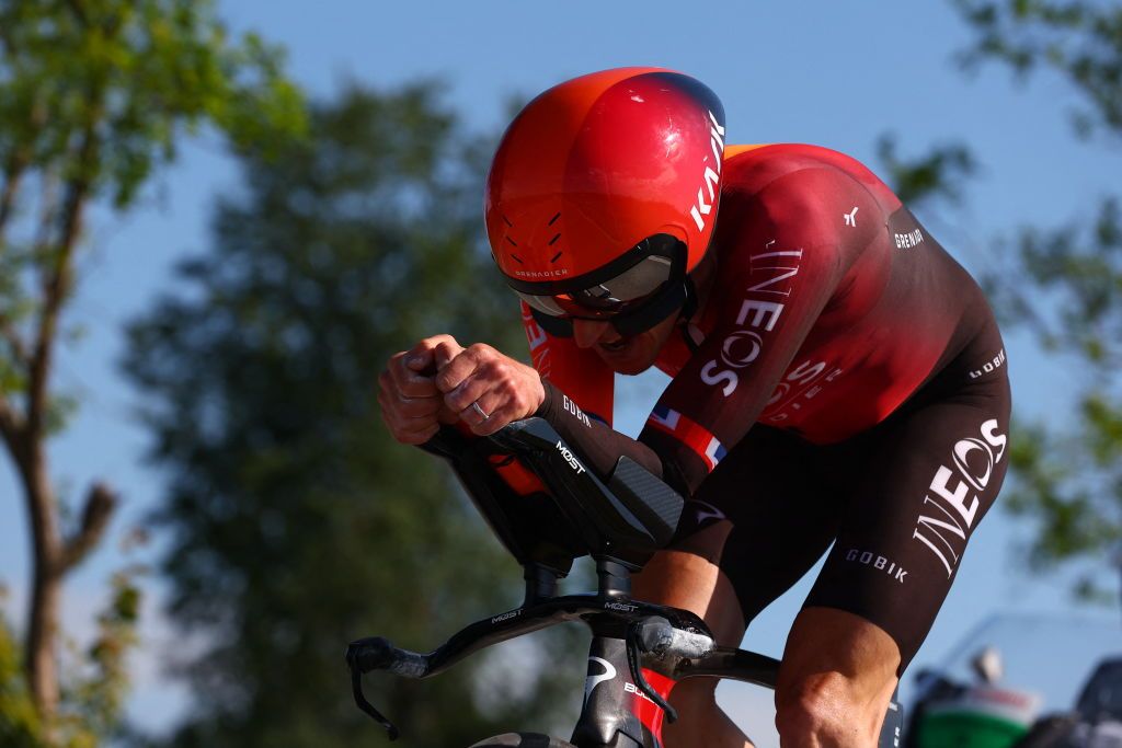 Geraint Thomas (Ineos Grenadiers) during his ride to fourth place on stage 14 of the Giro d&#039;Italia