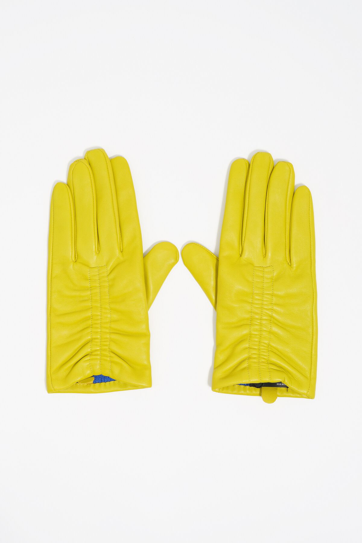 Lime Ruched Leather Gloves