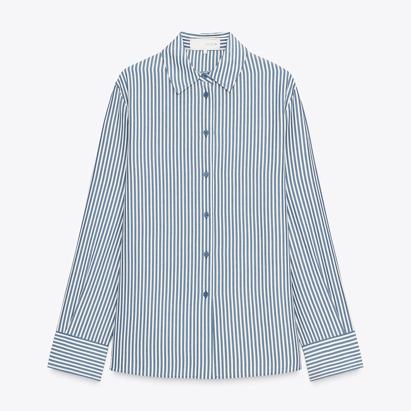 Striped blue and white cotton shirt