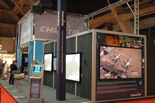Christie’s booth at ISE 2006, which was memorable for the team because of the cold temperatures inside the convention center.