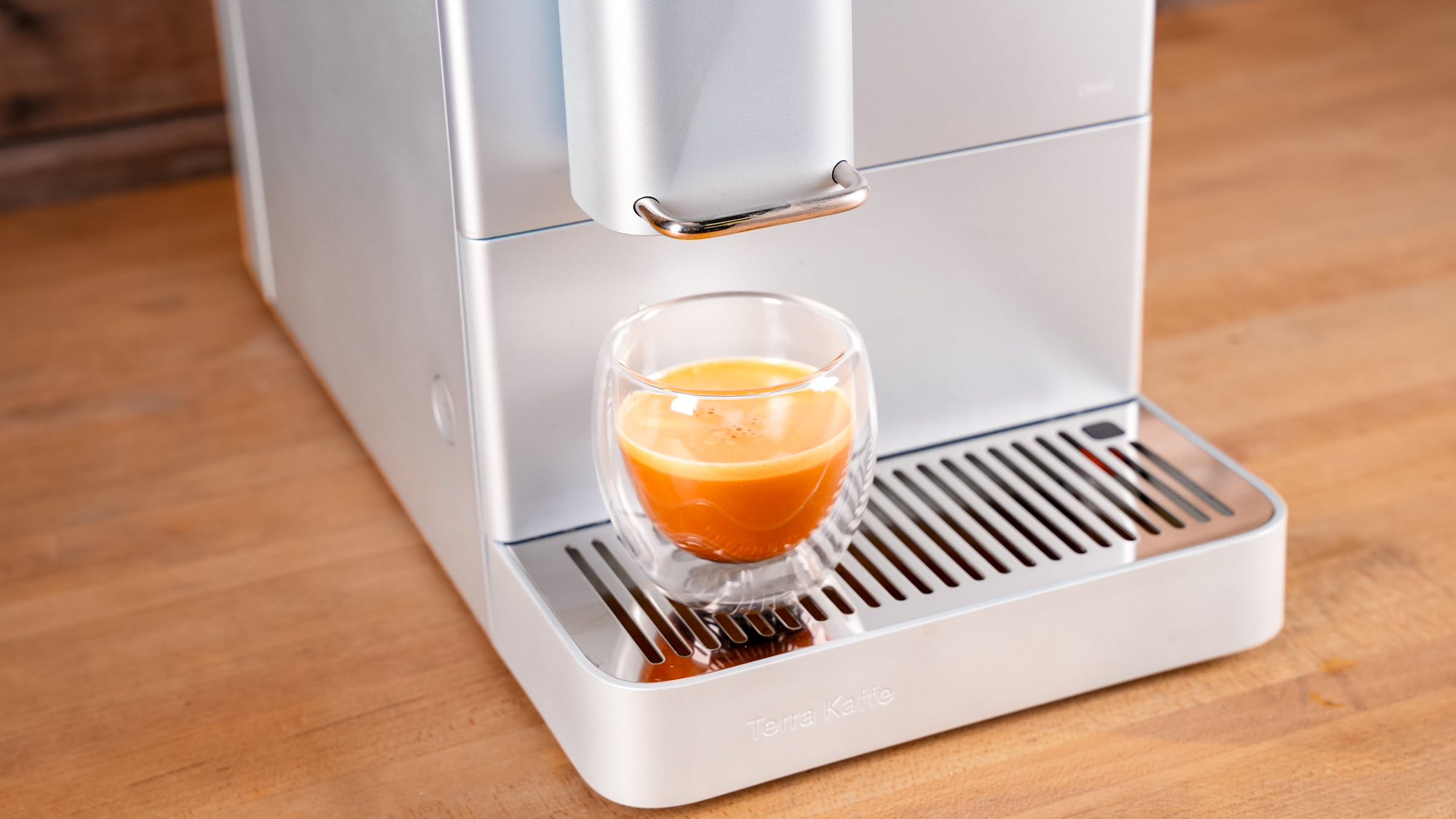 Terra Kaffe Demi espresso maker on a kitchen surface