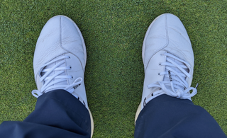 Golf shoes view from looking down on them