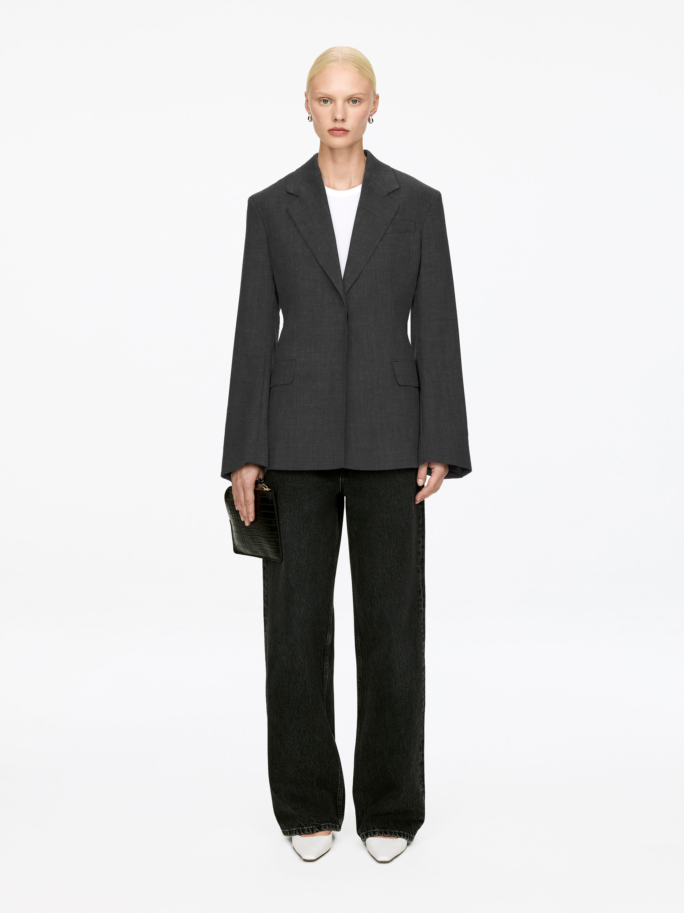 Slim Single-Breasted Blazer &amp;ndash; Grey &amp;ndash; Women &amp;ndash; Arket Gb