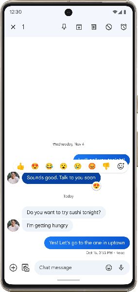 Custom reactions on Google Messages