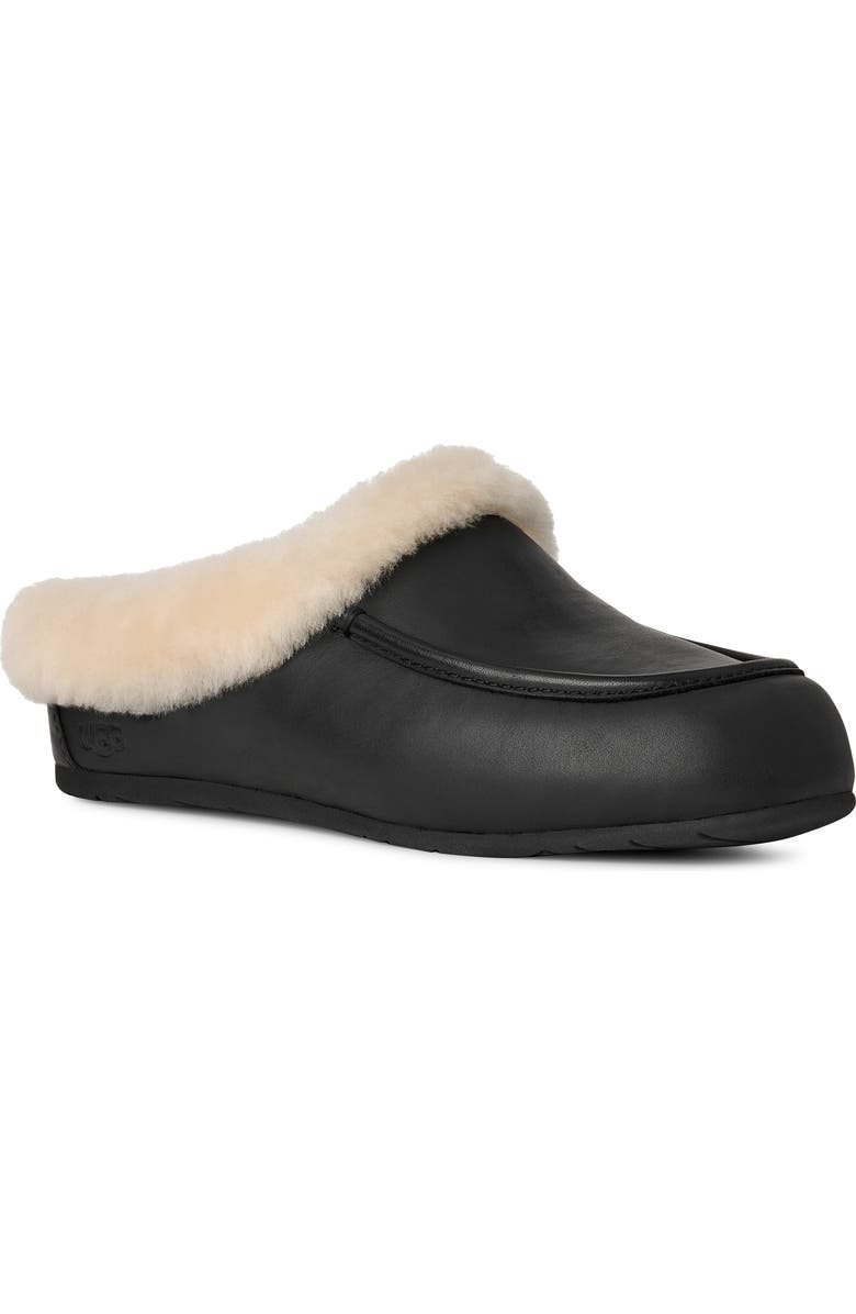 Ansley Genuine Shearling Trim Leather Mule