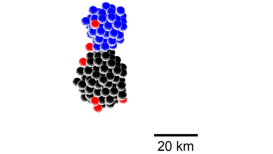 أنشأ جاكسون بارنز ثنائي الاتصال هذا في محاكاة حاسوبية توضح كيف يمكن أن يتشكل الشكل ذو الفصوص من خلال انهيار الجاذبية.