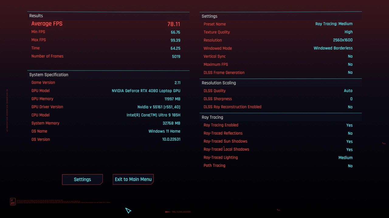 ASUS ROG Zephyrus G16 Cyberpunk benchmark.
