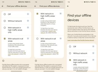 Google Find My Device network app screenshots