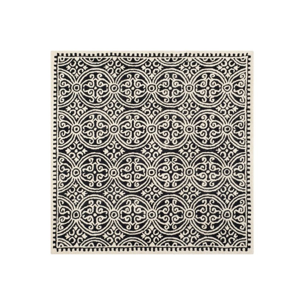 Moroccan print black and white square rug
