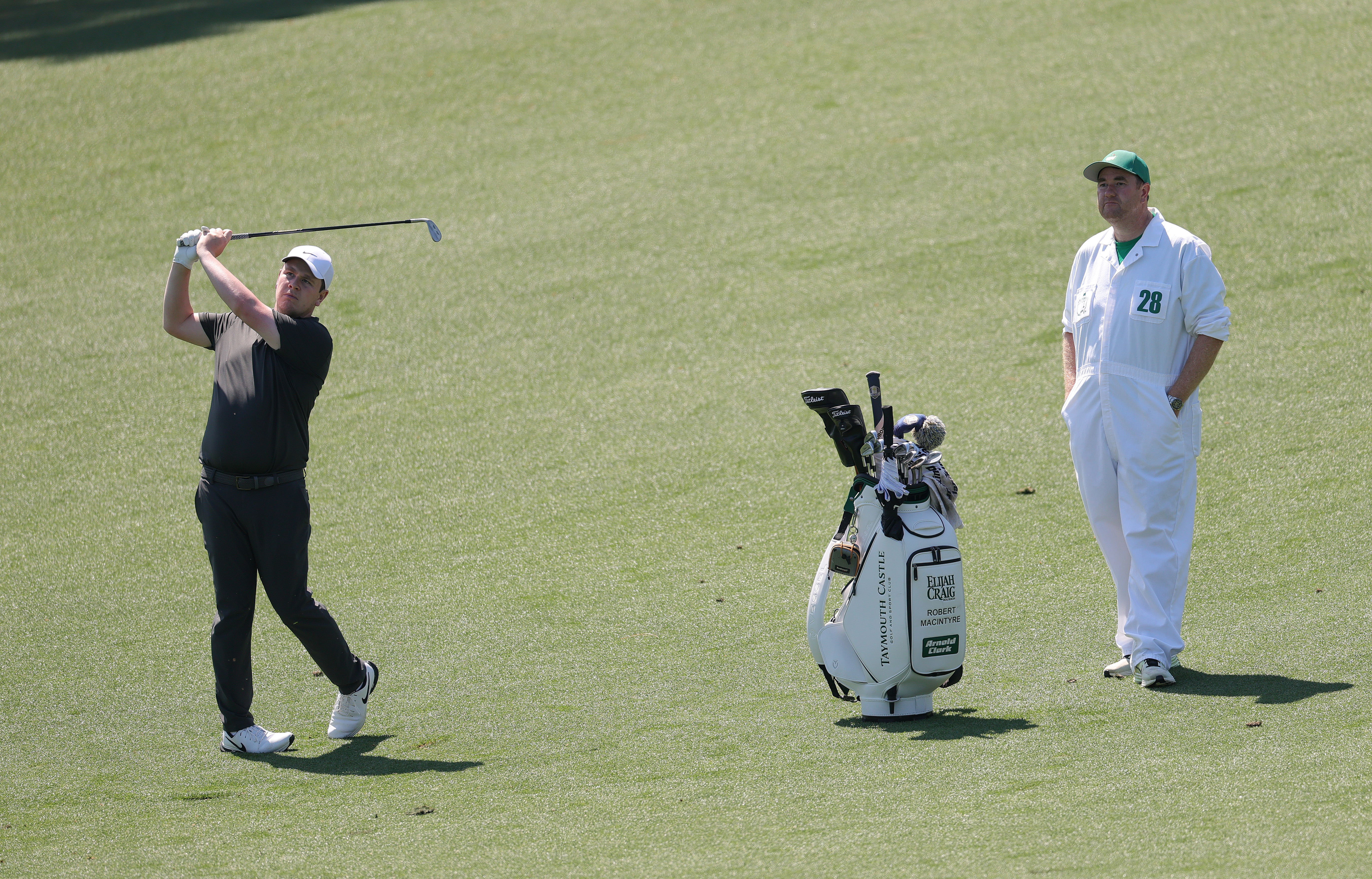 Robert MacIntyre hits a wedge shot at The Masters