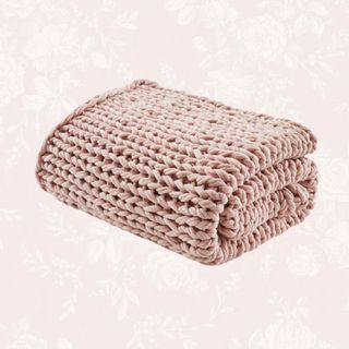 Madison Hand Made Chunky Double Knit Throw Blanket, Blush