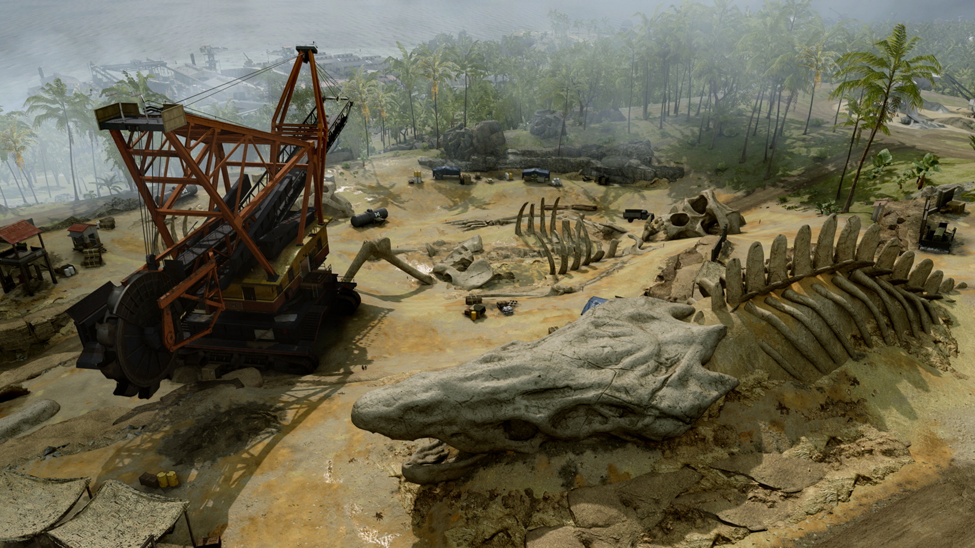 A dig site with fossilized bones peeking out that will be added in the next Warzone update