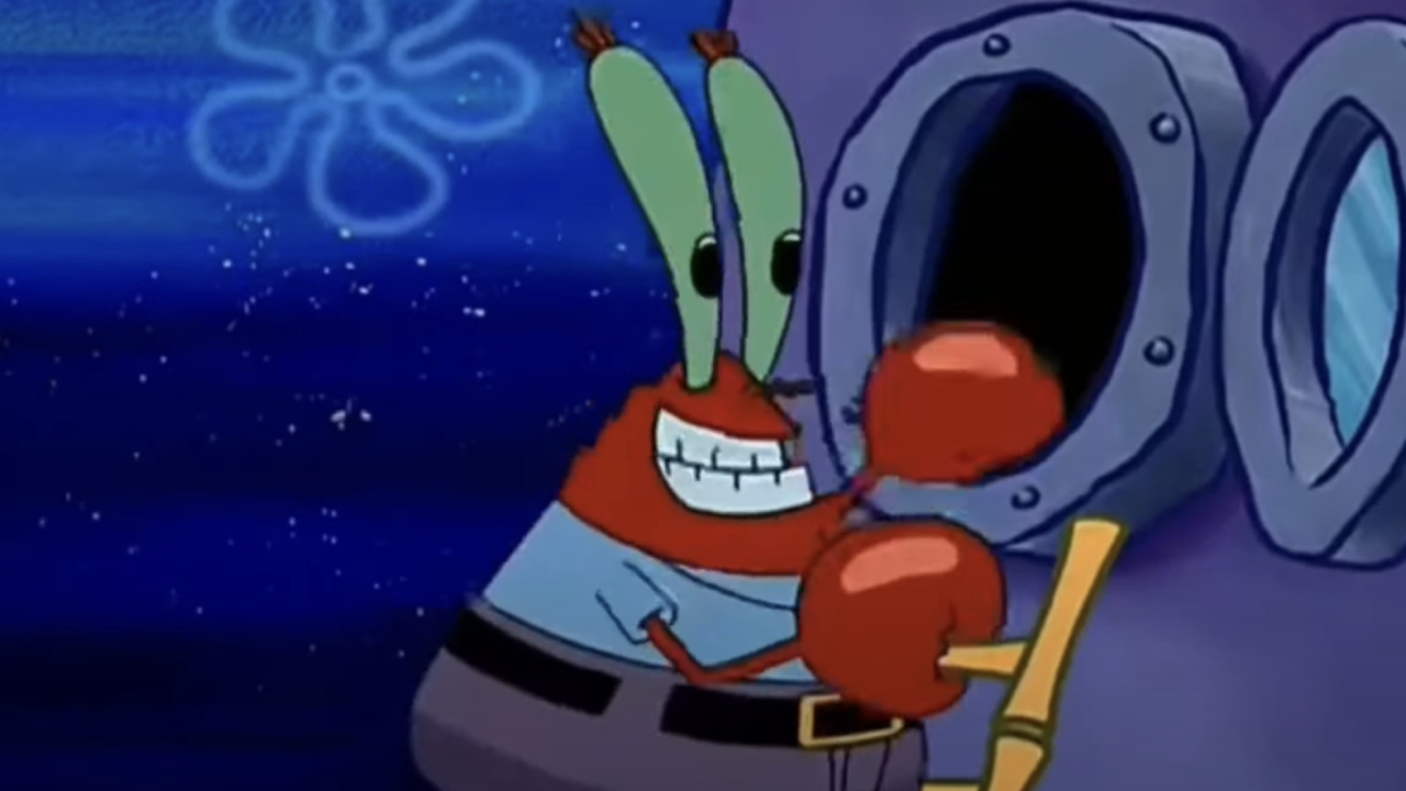 Mr. Krabs sneaking into a window on SpongeBob Squarepants