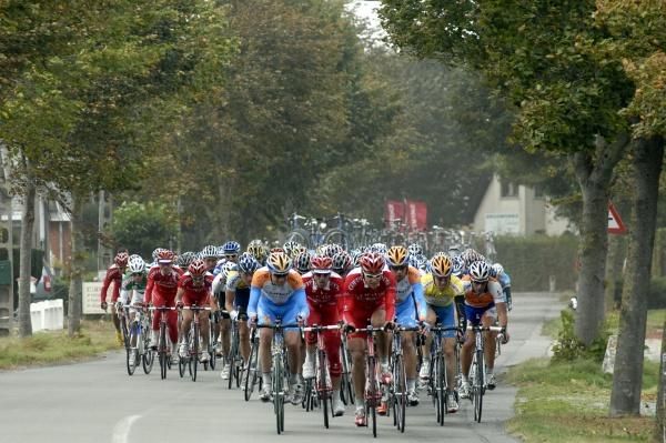 The peloton ride early on stage three.