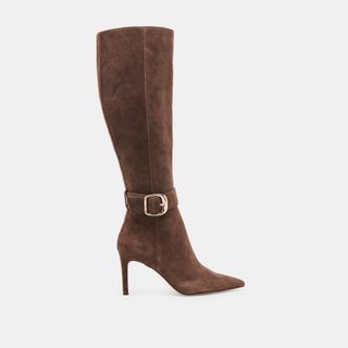 Kinzy Wide-Calf Boots Dk Brown Suede