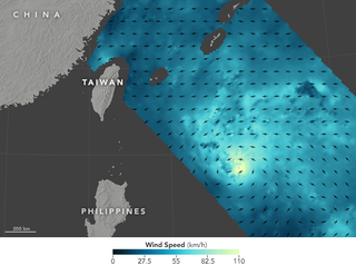 A RapidScat image of the typhoon.
