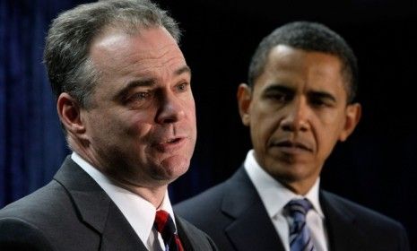 Then-Virginia Gov. Tim Kaine and President Obama in 2009