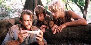Dr. Grant shows Tim and Lex a dinosaur bone in 'Jurassic Park'