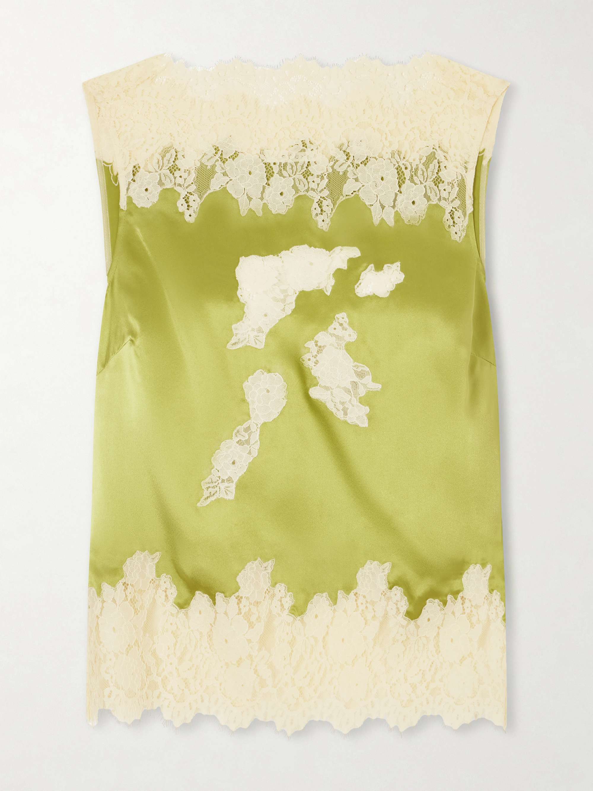 Viviane Lace-Trimmed Silk-Satin Top