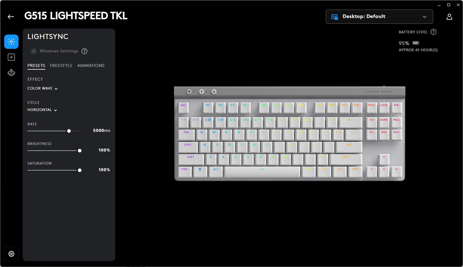 Image of the Logitech G515 LIGHTSPEED TKL Wireless Gaming Keyboard.