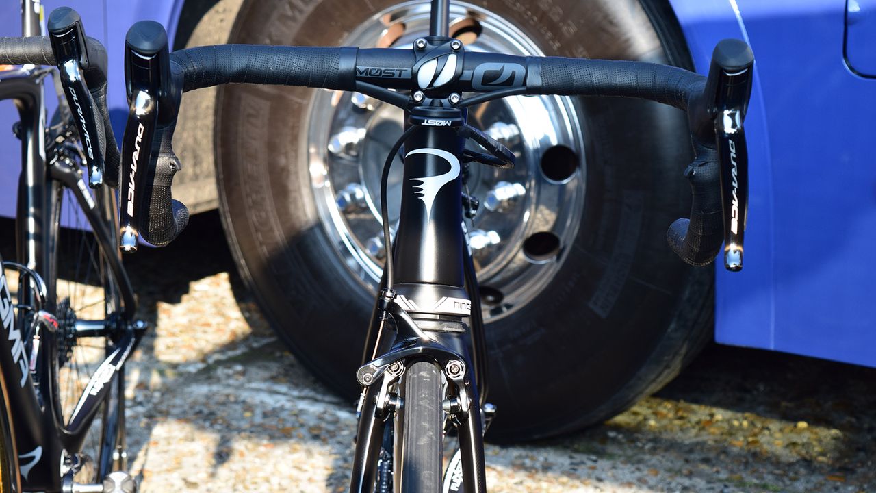 Team Sky's Luke Rowe raced on the new Pinarello FS, which features front and rear electronic suspension