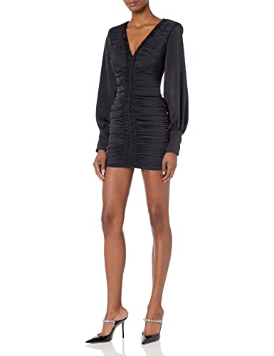 Ramy Brook Women's Long Sleeve Ruched Isabella Dress, Black, 0