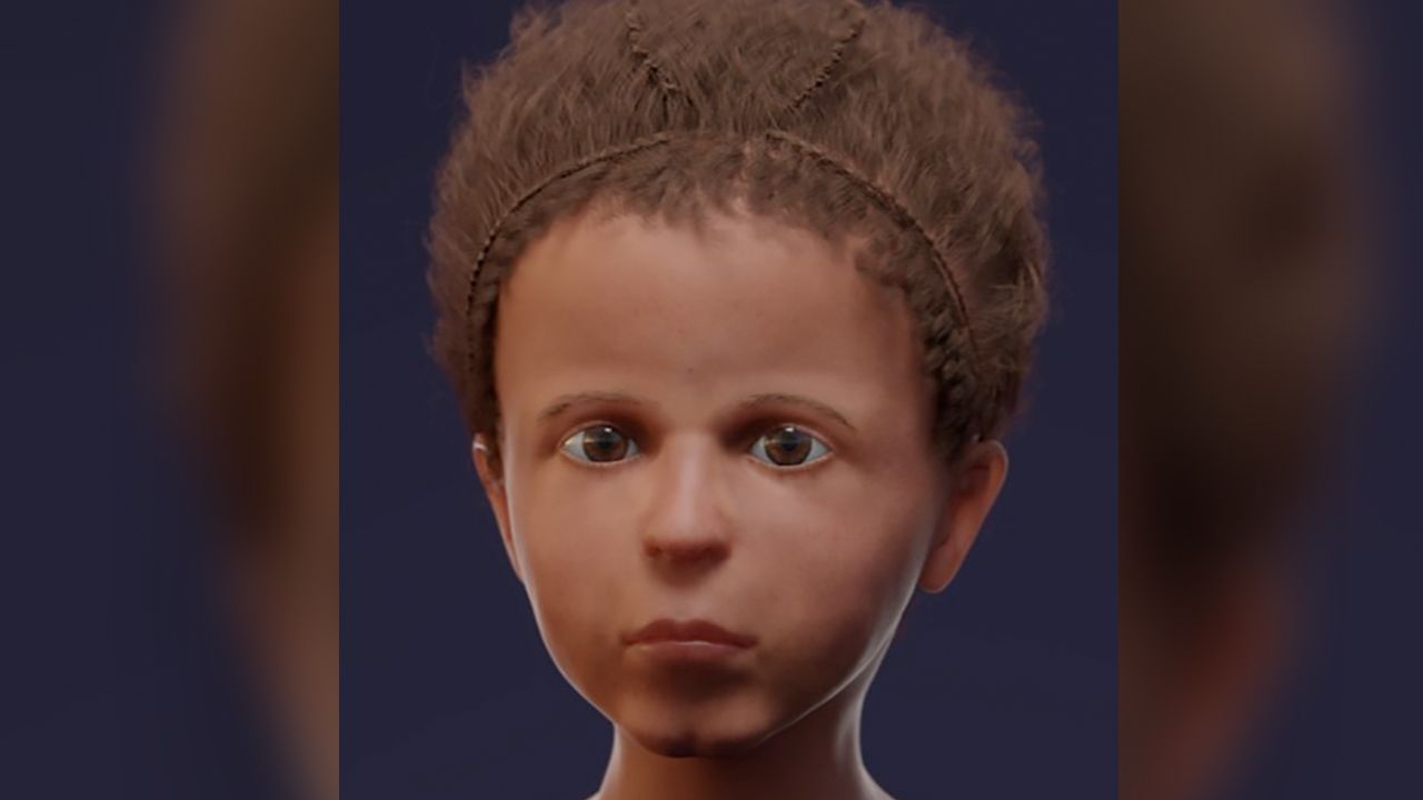 The final version of the boy's facial reconstruction.