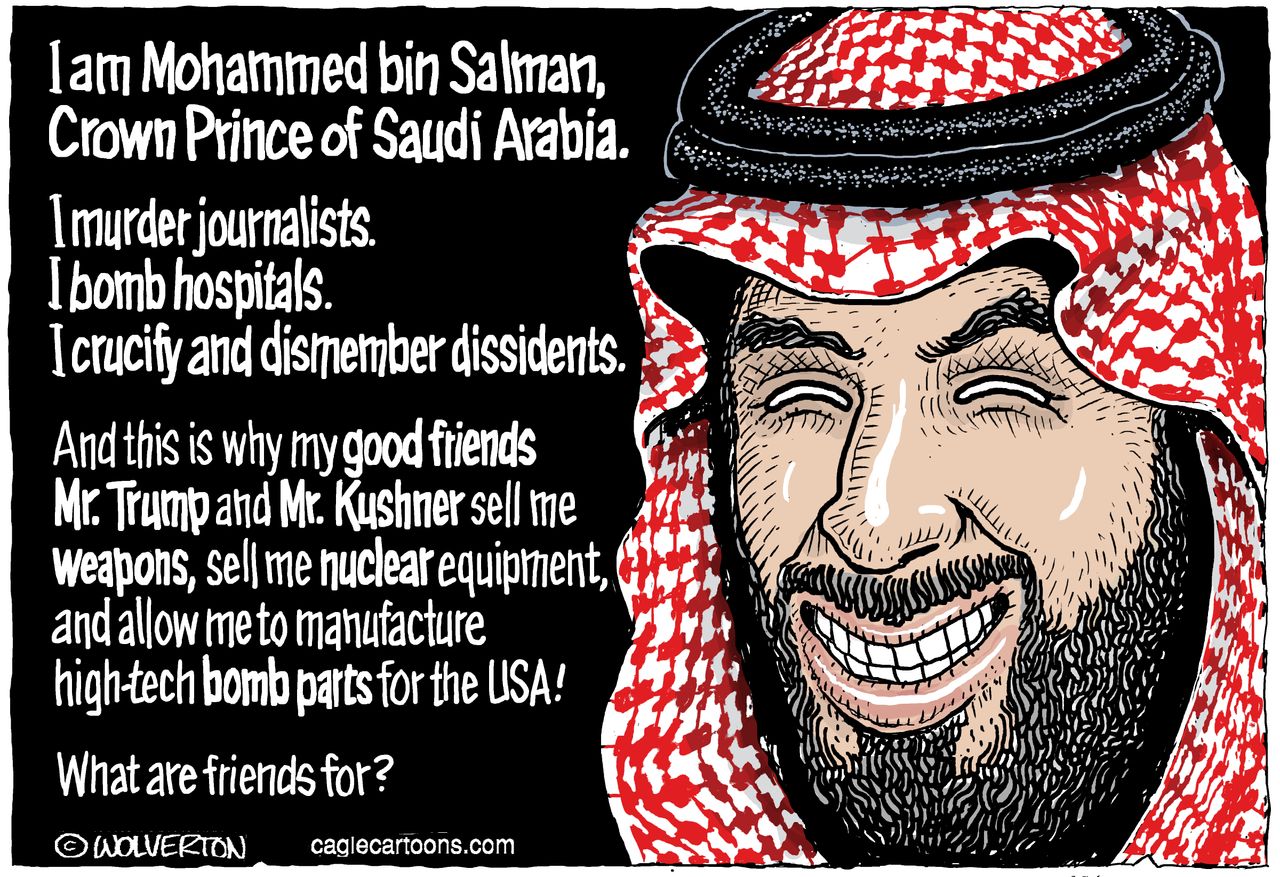 Political Cartoon U.S. Saudi Arabia Trump Jared Kushner Prince Mohammed bin Salman