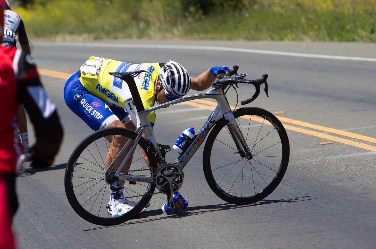 Marcel Kittel picks up a bidon after crashing mid-stage