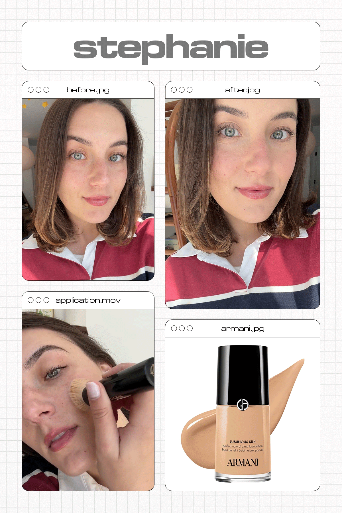 Editor applying Armani Luminous Silk Foundation