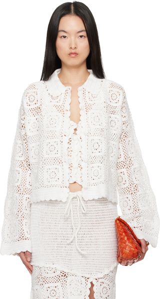 White Rosie Crochet Cardigan