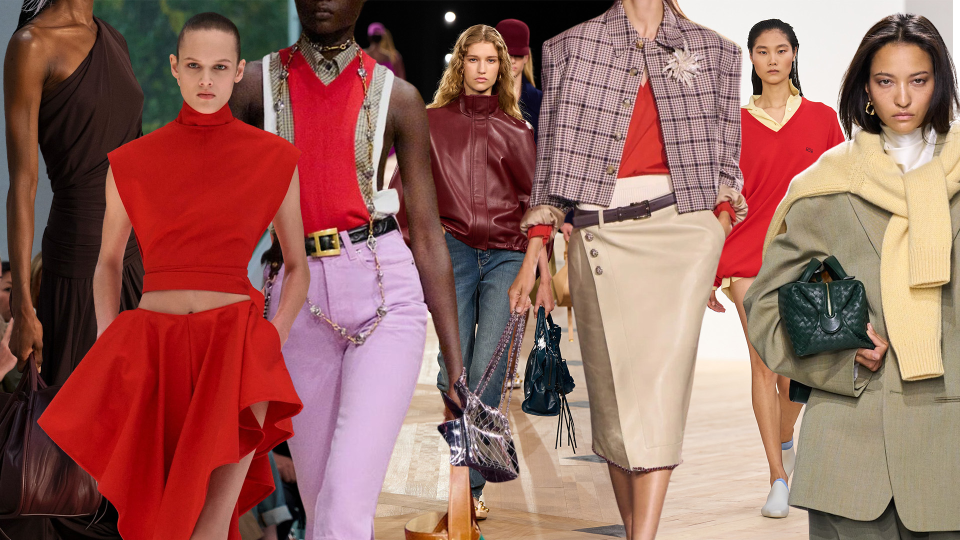 A collage of runway moments from the spring 2026 runway