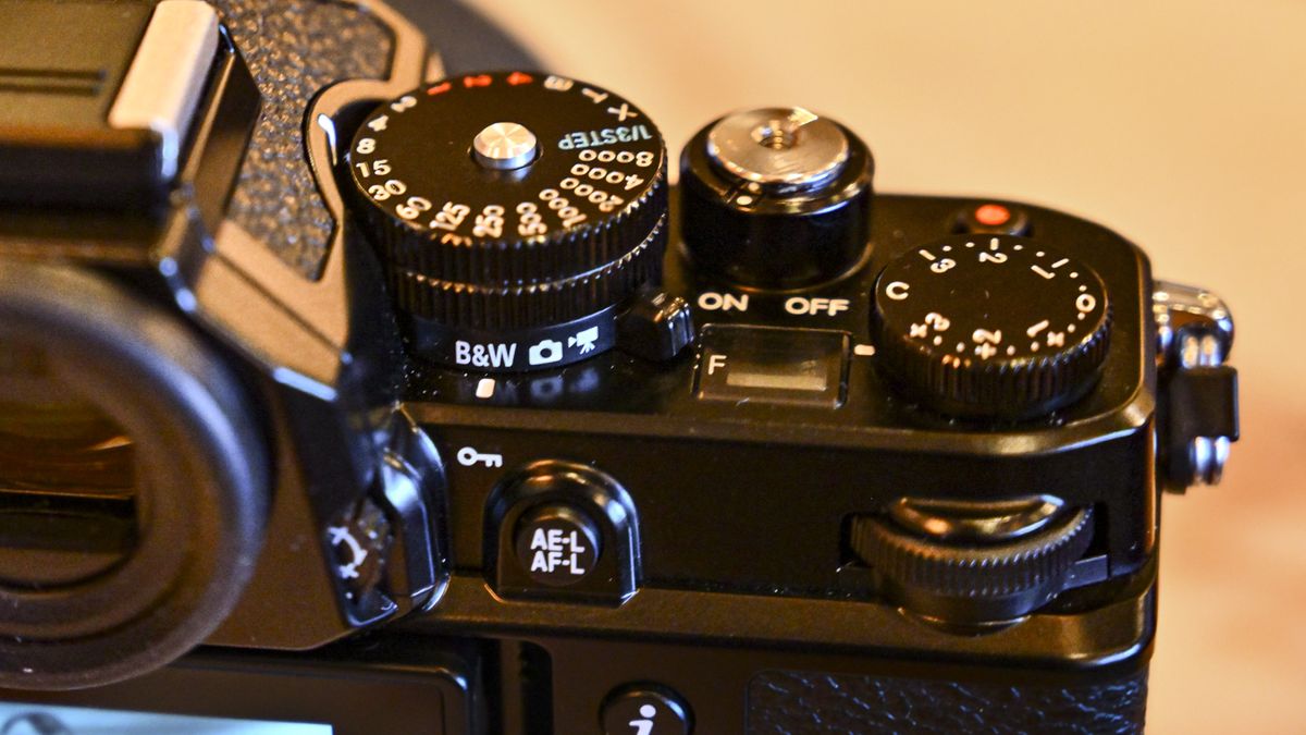 Close up of the Nikon Zf dials and controls